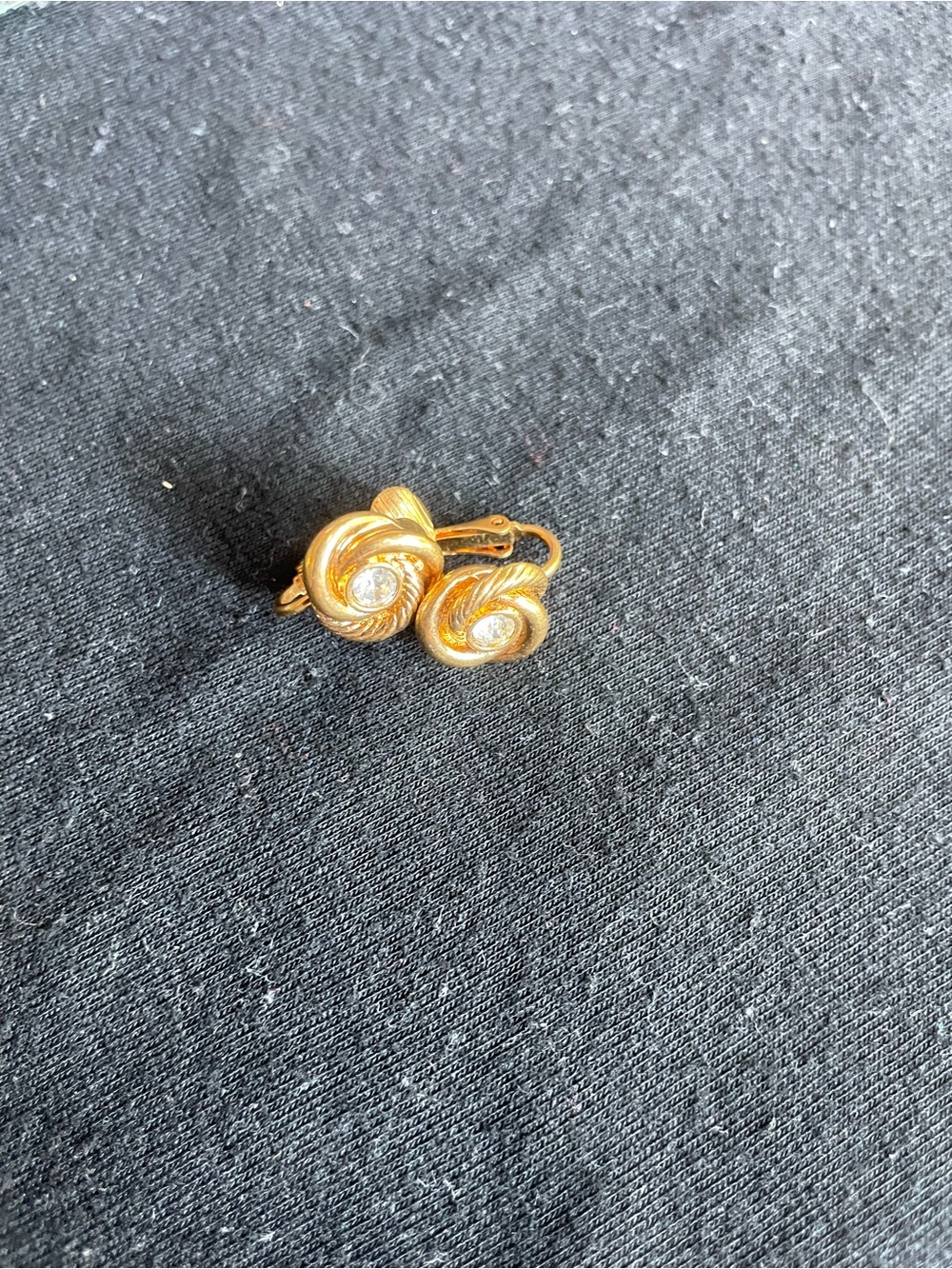 Gold Swirl Clip-On Earrings with Center Accent